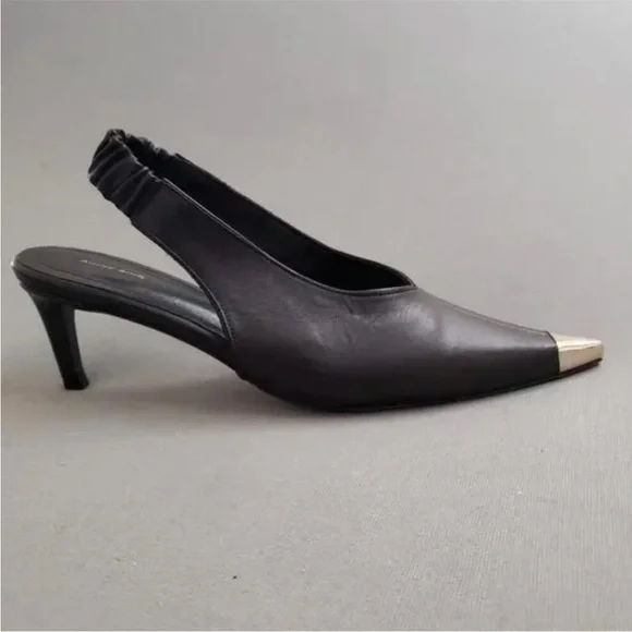 ANINE BING Nina Heels Metal Toe Cap Black Size 41/10.5 11 US - Picture 5 of 12